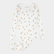 Carrots Print on Off-White PJ Set