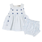 Seashells Embroidered Striped Baby Dress