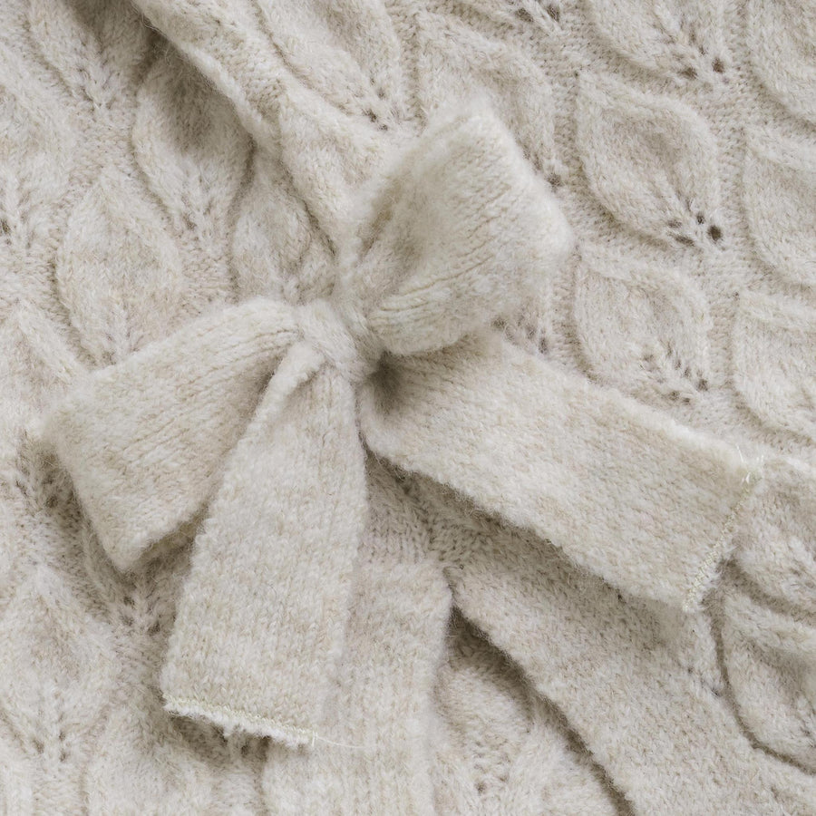 Beige Pullover Sweater with Bows