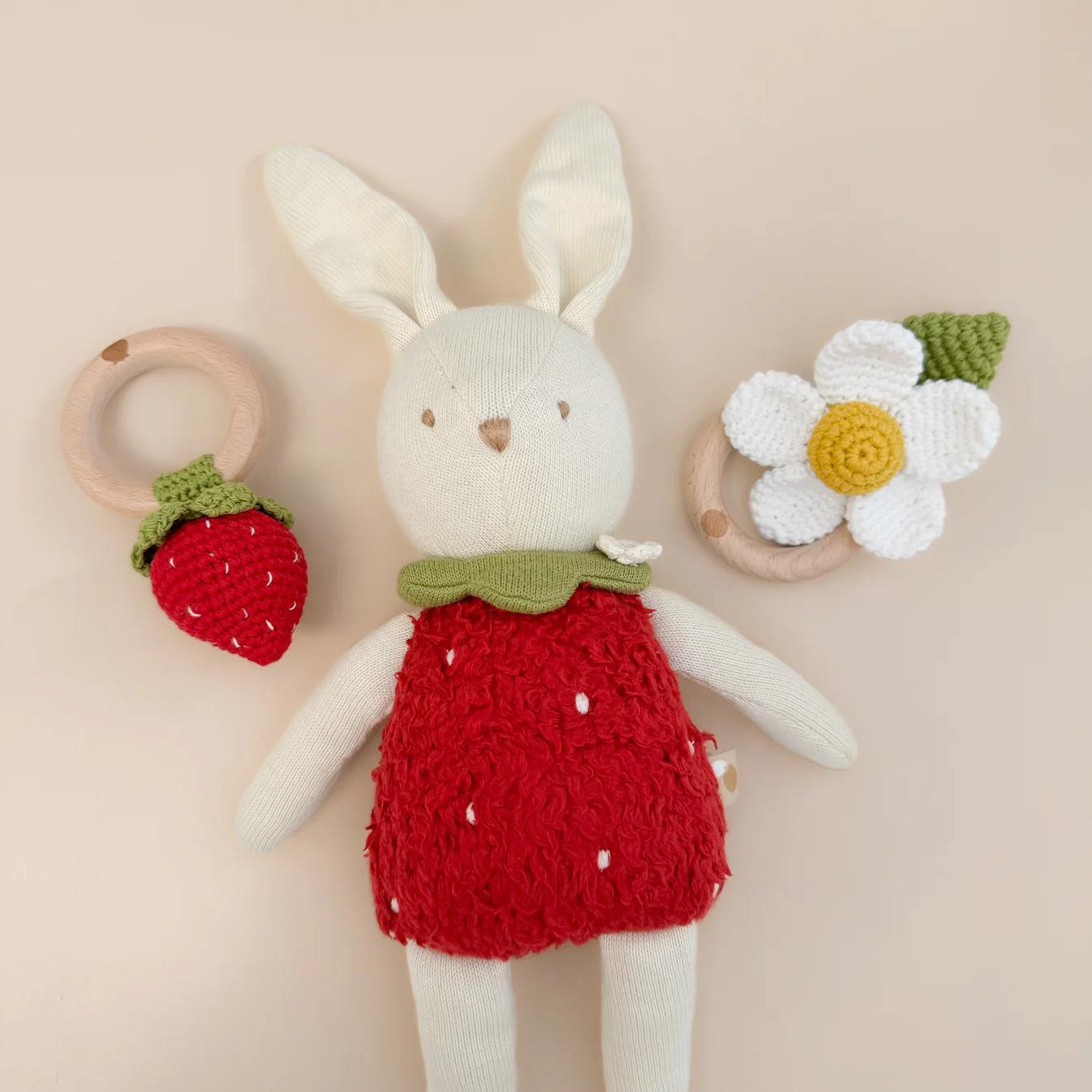 Strawberry Teether Rattle - Red