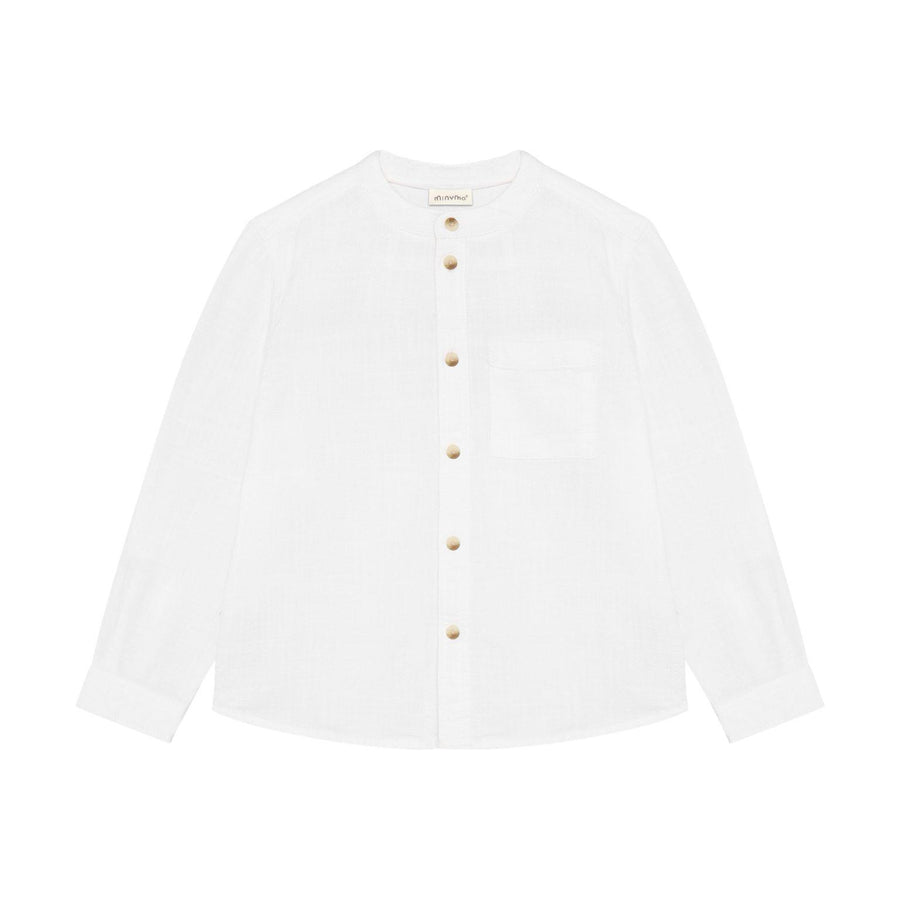 Mandarin Collar Button-Down Shirt