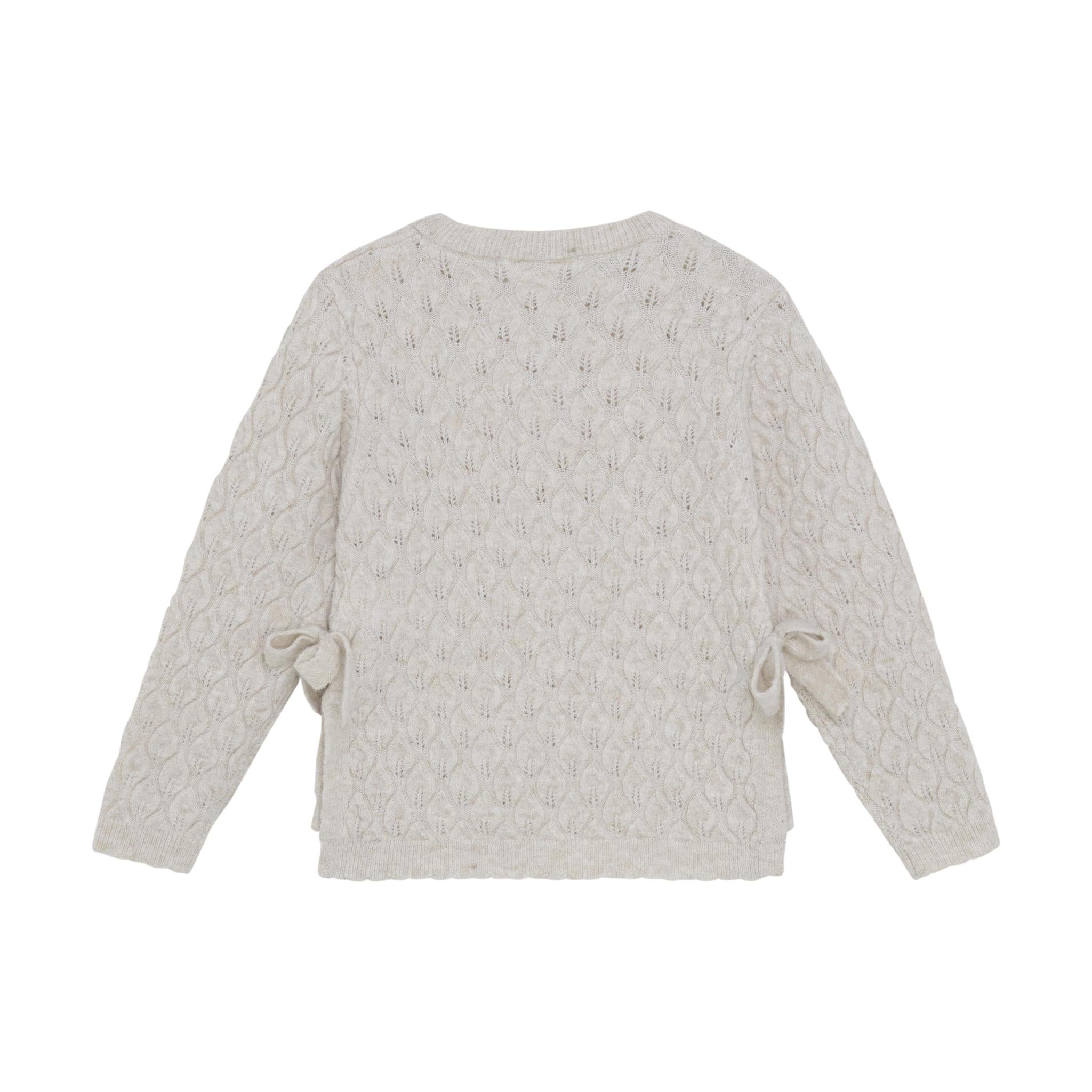 Beige Pullover Sweater with Bows