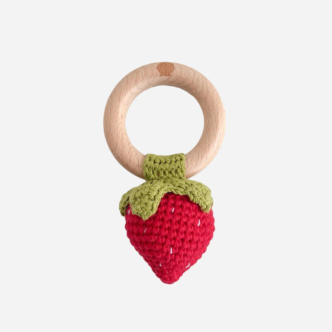 Strawberry Teether Rattle - Red