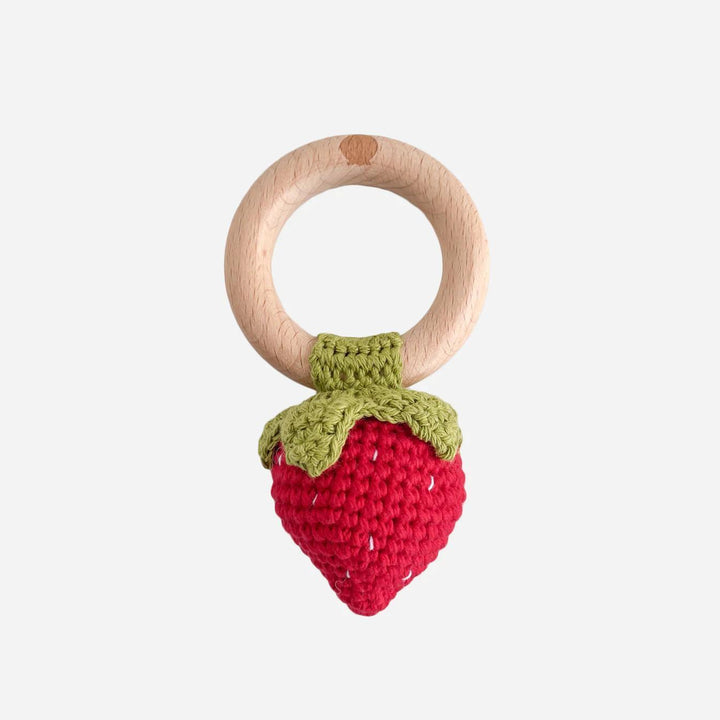 Strawberry Teether Rattle - Red