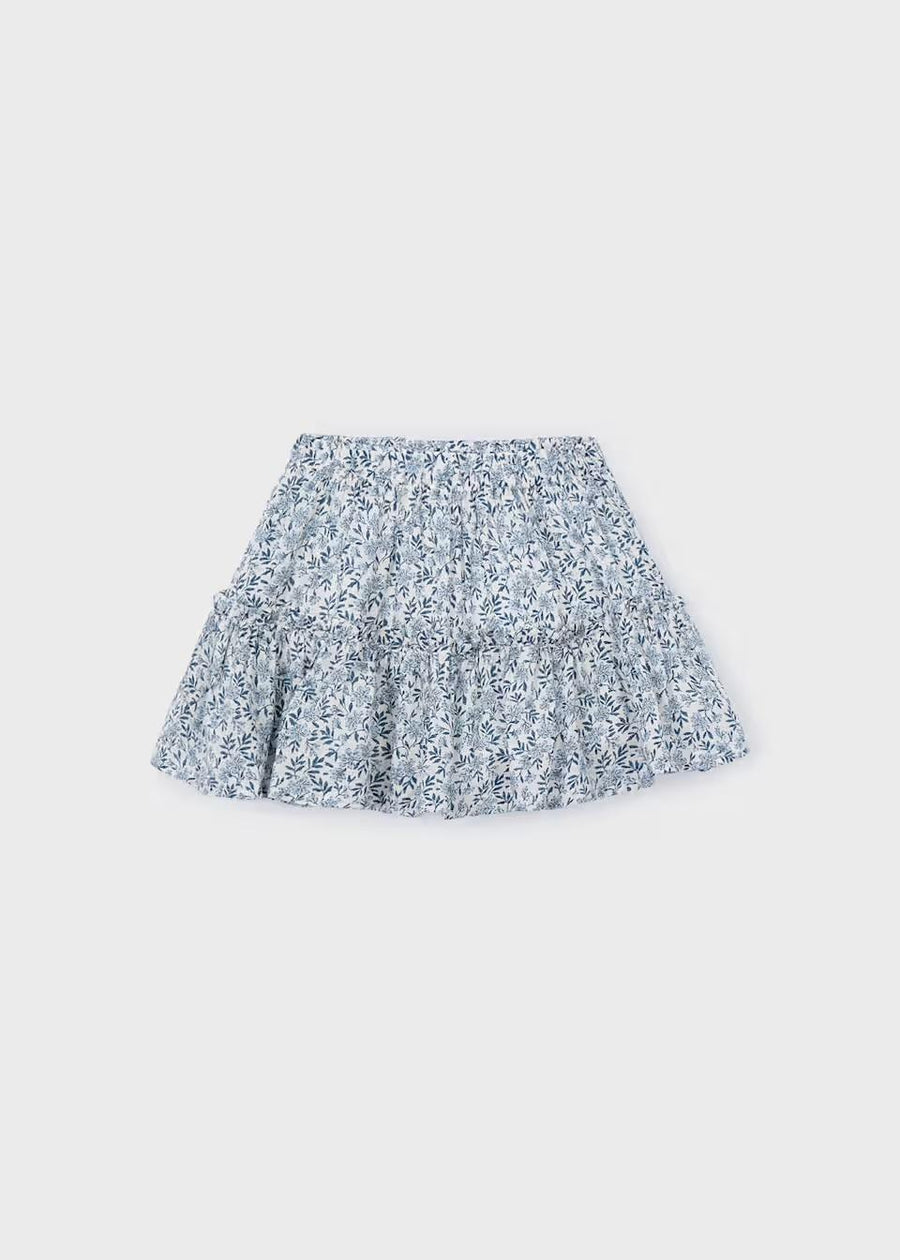 Blue Floral Printed Skirt