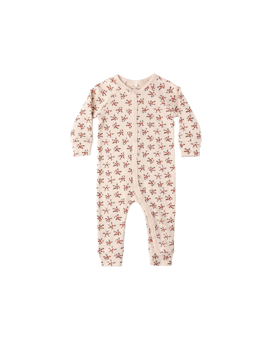Organic Long John Pajamas - Holly Berry