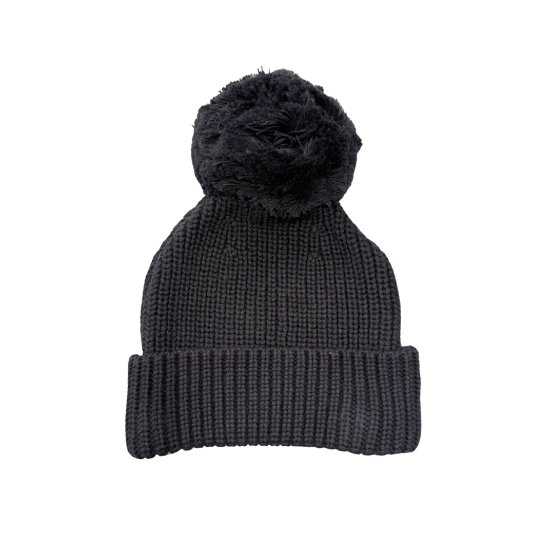 Knit Pom Hat - Charcoal