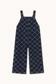 Flower Grid Denim Dungaree