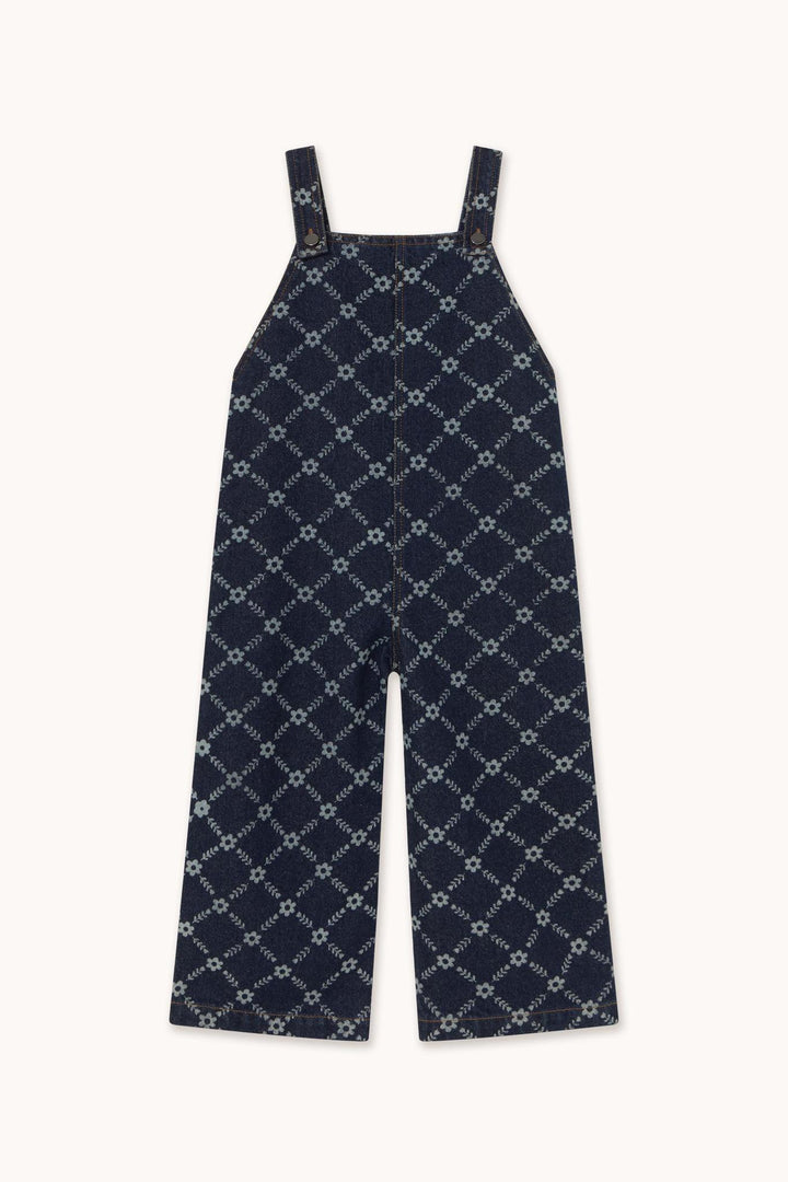 Flower Grid Denim Dungaree