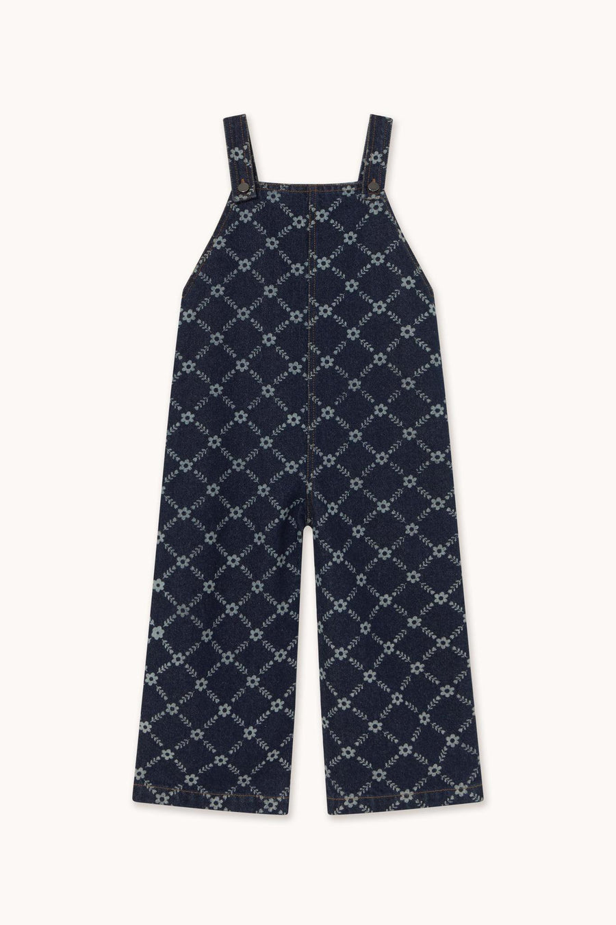 Flower Grid Denim Dungaree