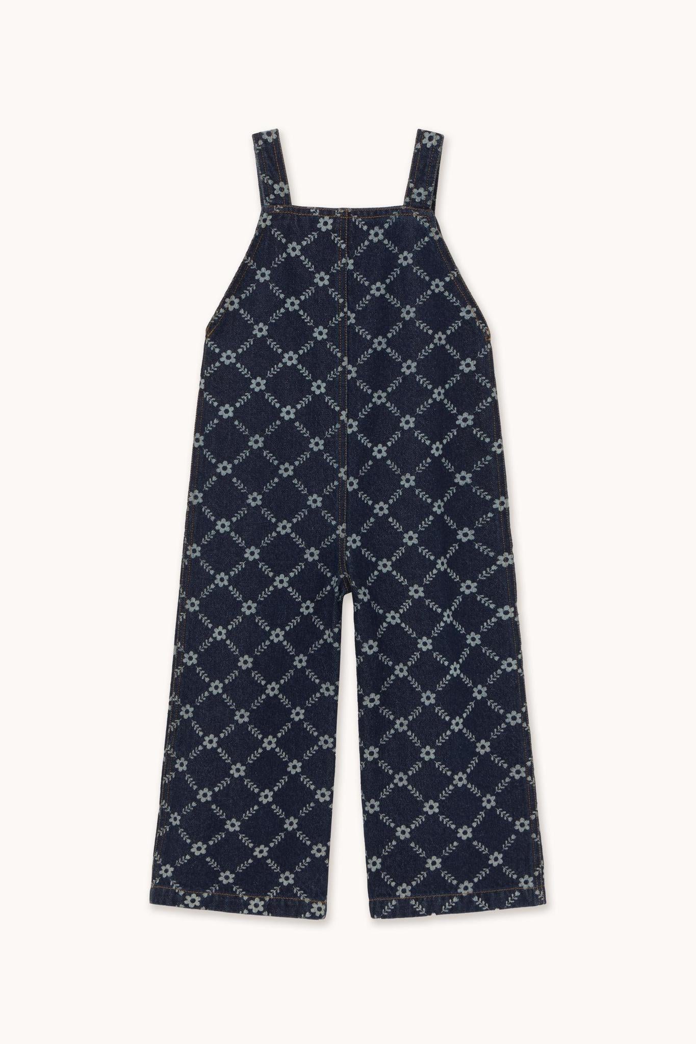 Flower Grid Denim Dungaree