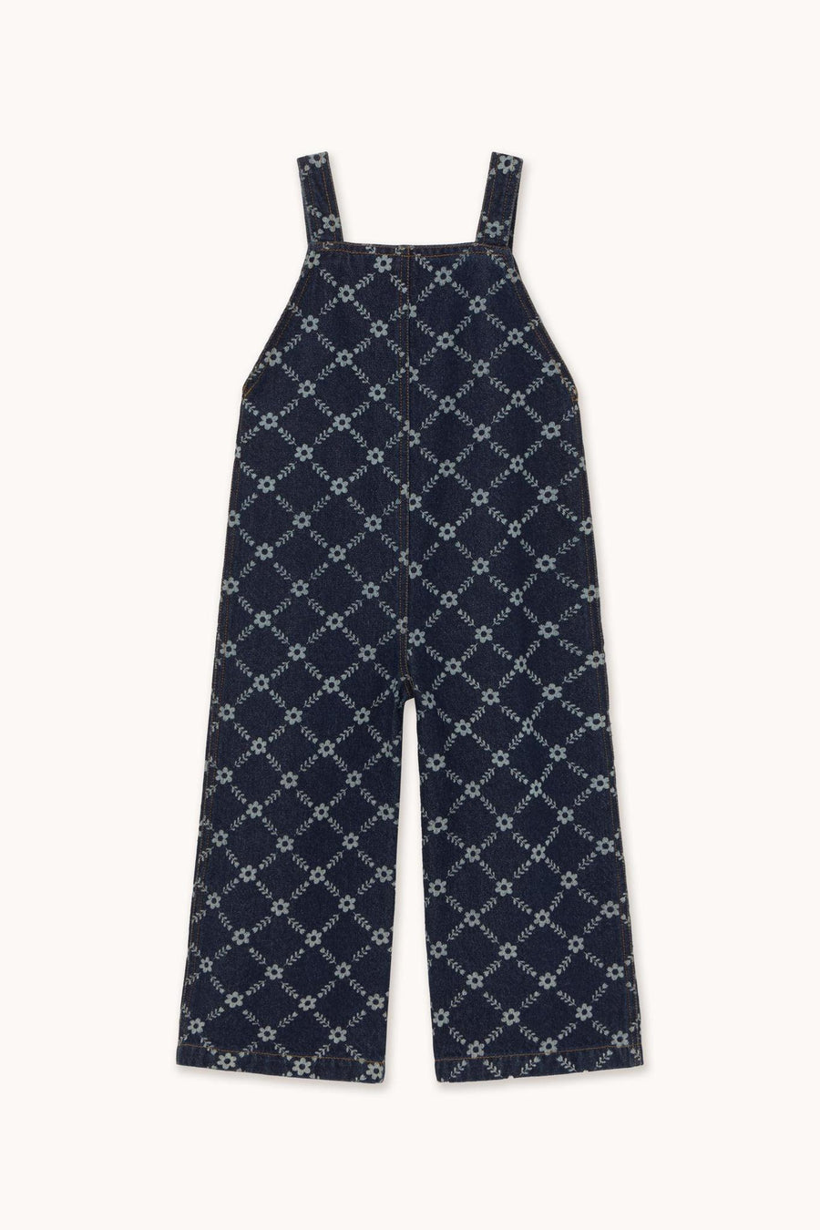 Flower Grid Denim Dungaree