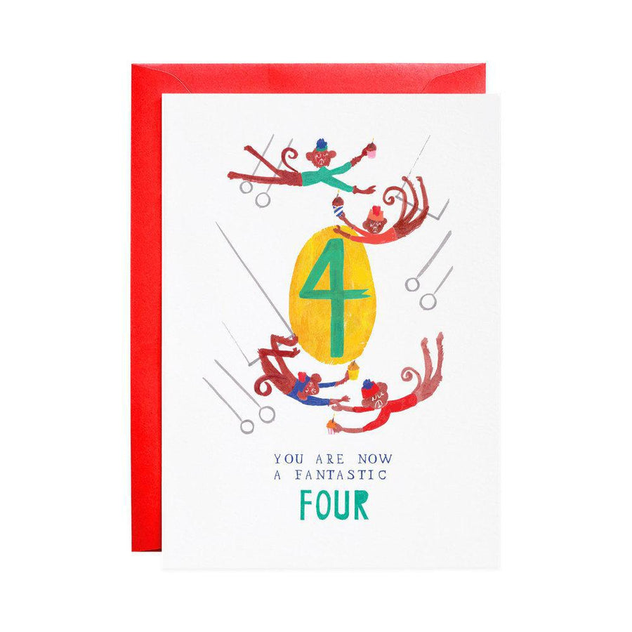 Four Mischievous Monkeys - Birthday Greeting Card