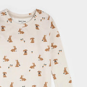 Bunnies Print on Creme PJ Set