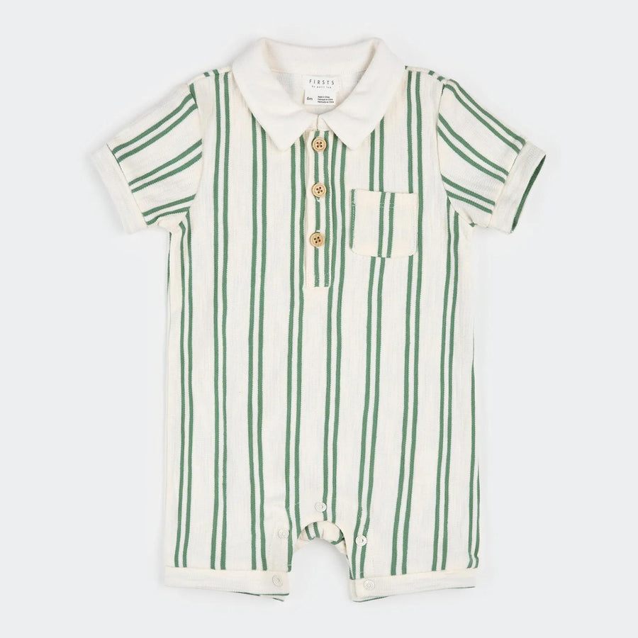 Fern & Off-White Beach Terry Romper