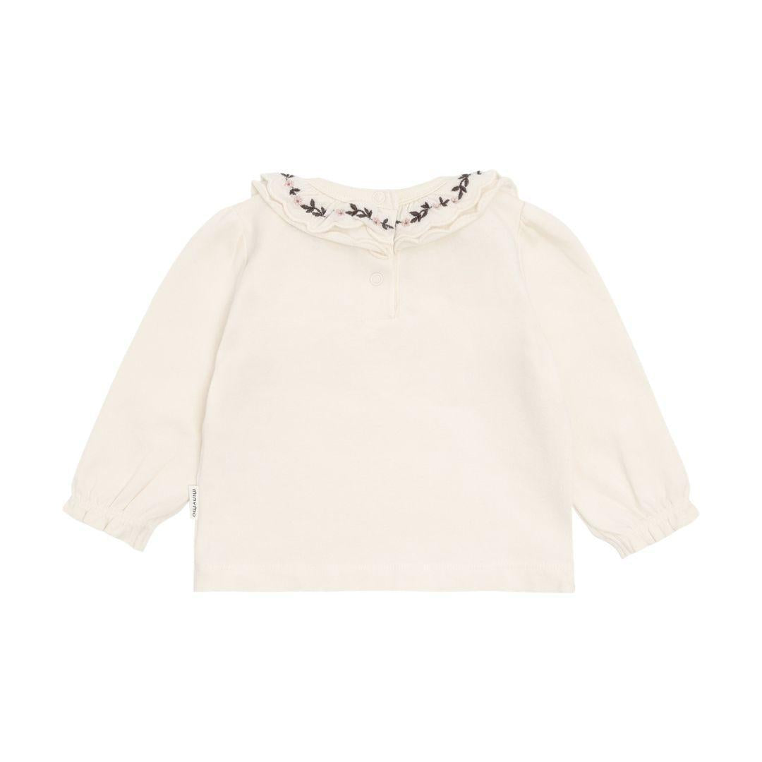 Cream Embroidered Frill Collar Top