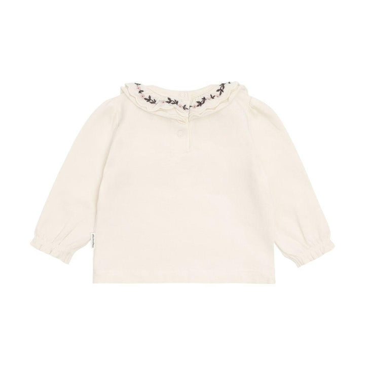 Cream Embroidered Frill Collar Top