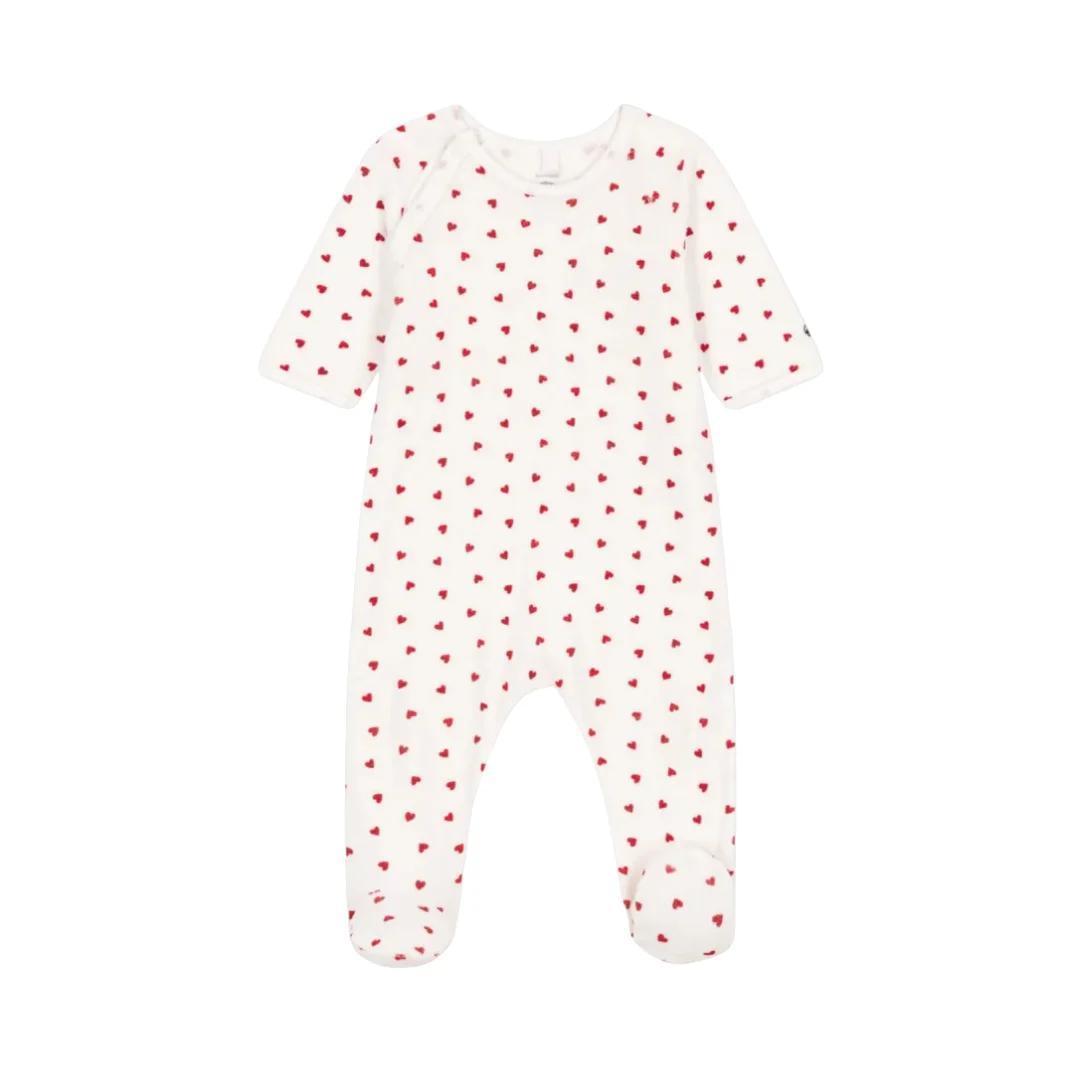 Velour Heart Footie
