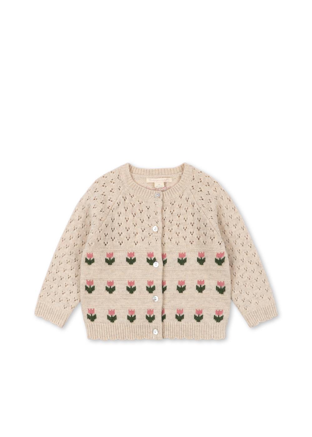 Belle Cardigan - Cream Tulips