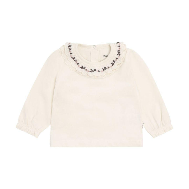 Cream Embroidered Frill Collar Top