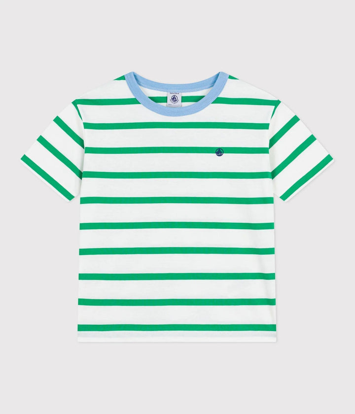 Boy Stripe Tee with Blue Trim