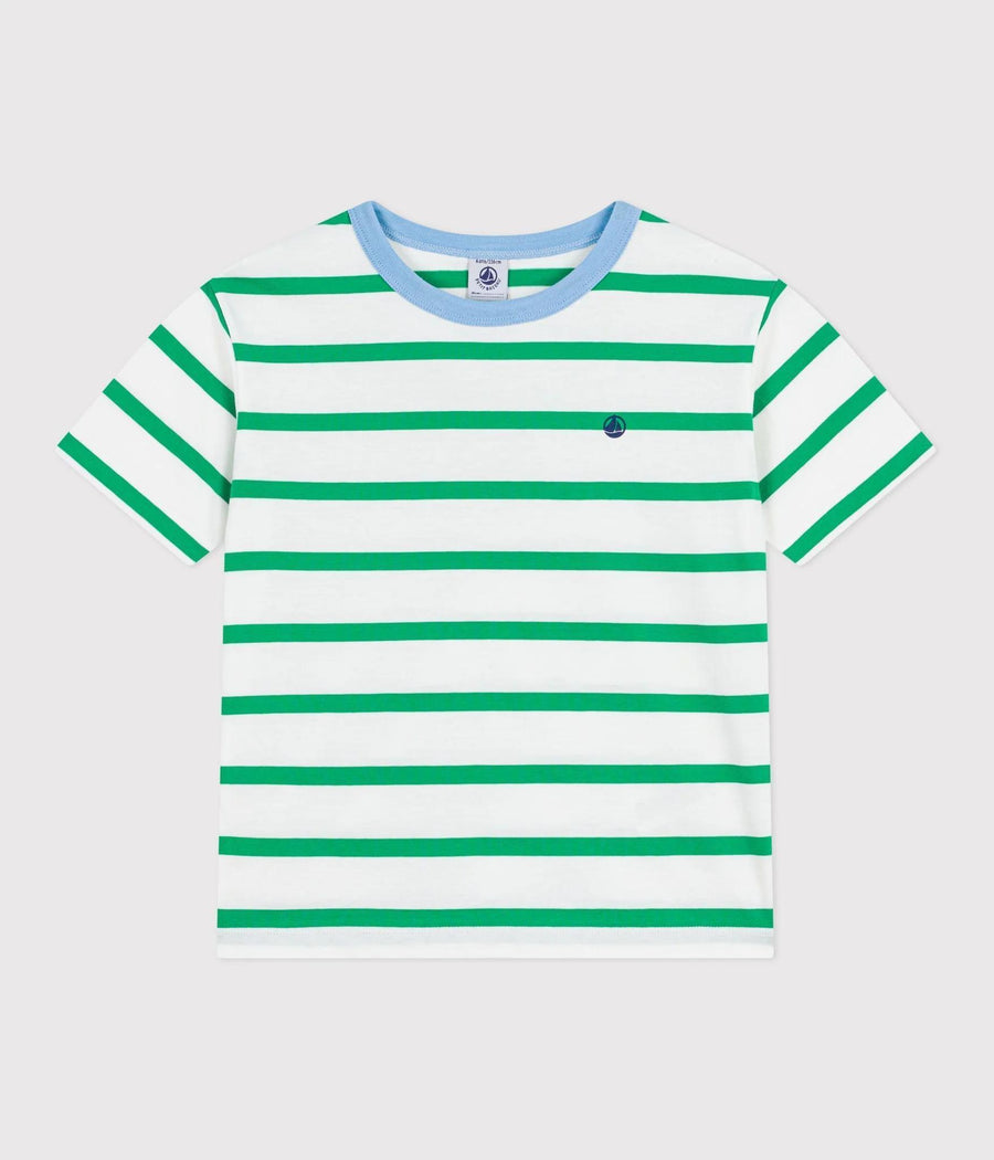 Boy Stripe Tee with Blue Trim