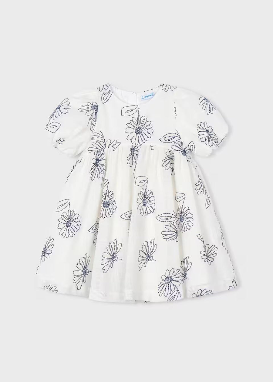Puff Sleeve Embroidered Dress