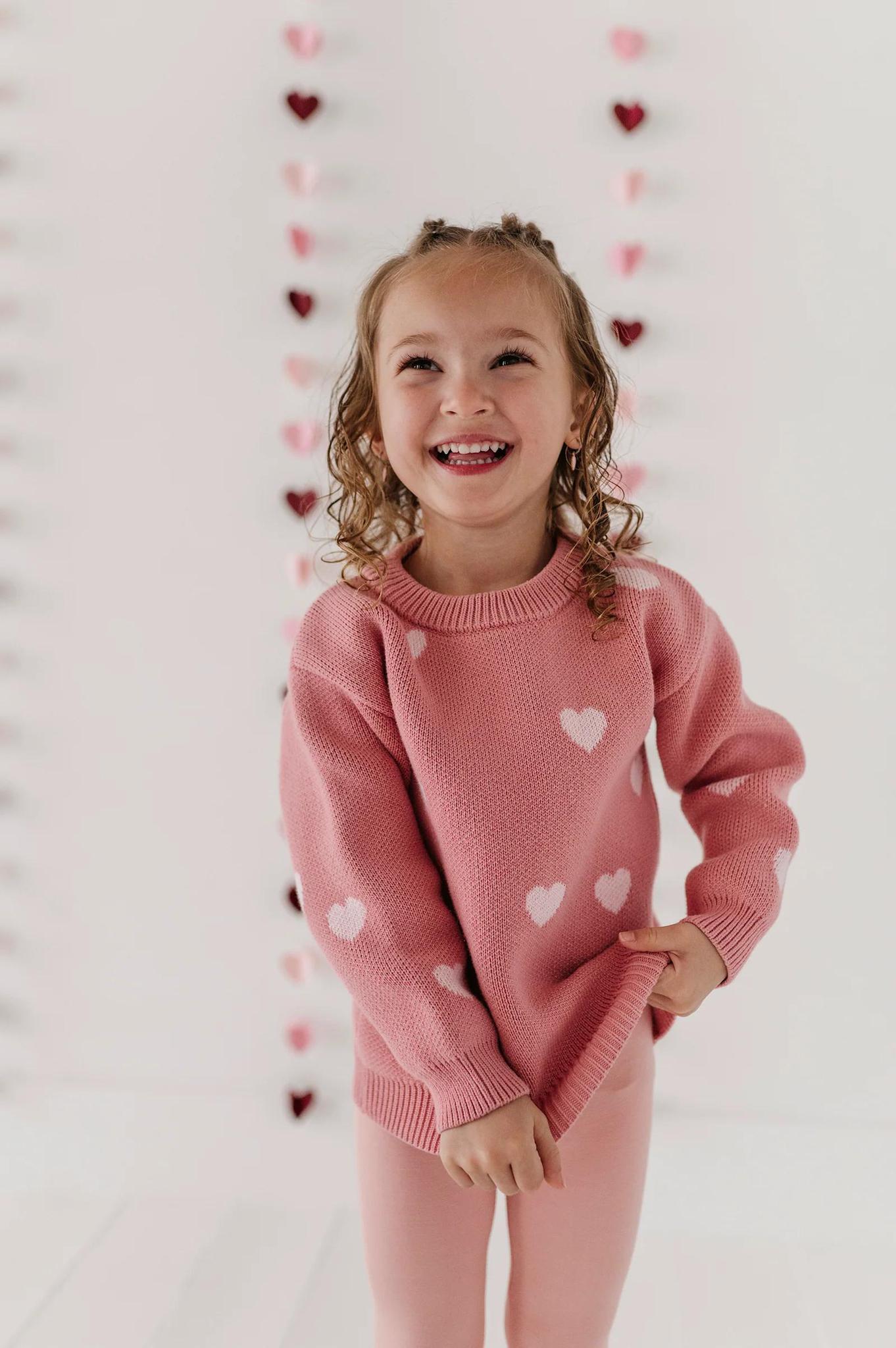 Knit Sweater - Pink Hearts