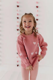 Knit Sweater - Pink Hearts