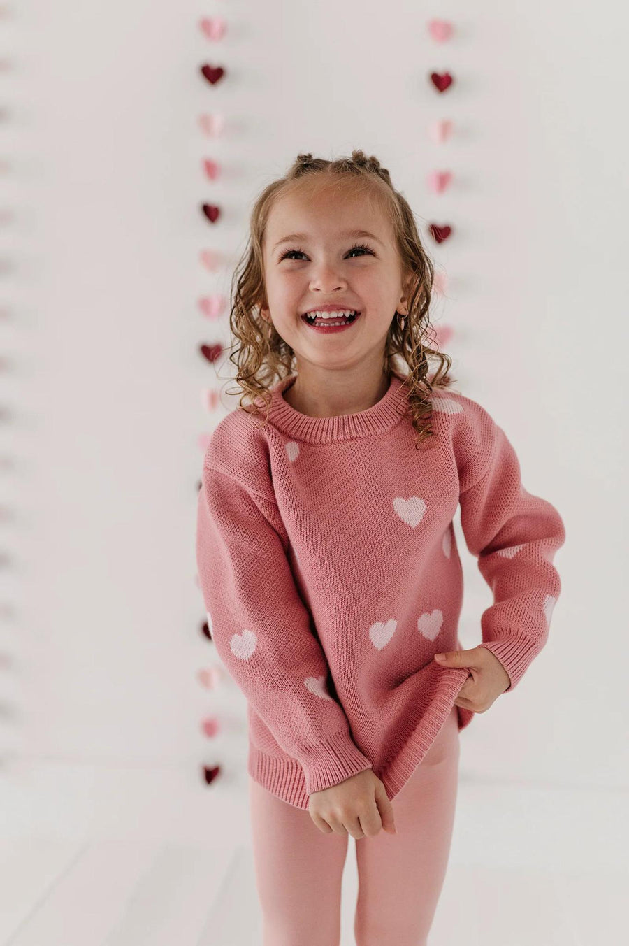 Knit Sweater - Pink Hearts