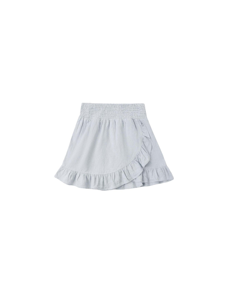 Wrap Ruffle Skirt - Heathered Light Blue