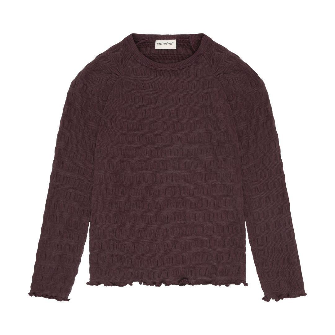 Plum Smocked Texture Long-Sleeve Top