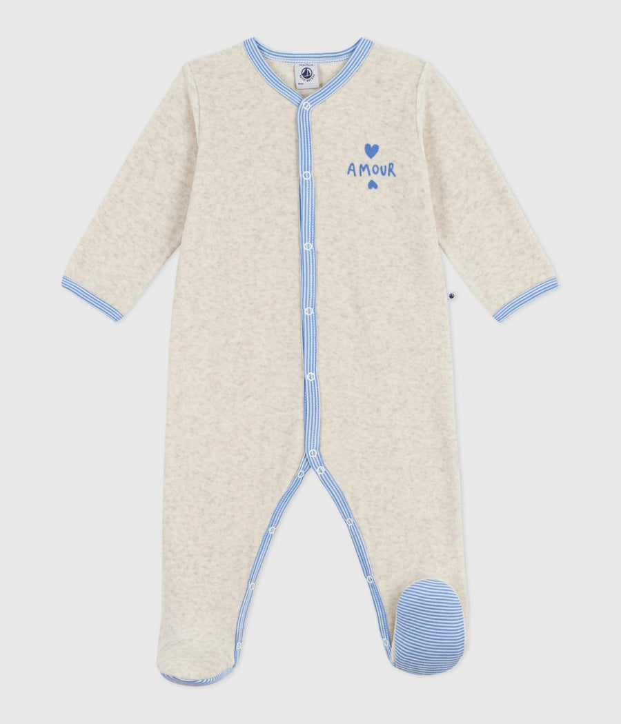 Baby Boy Velour Front Snap Footie
