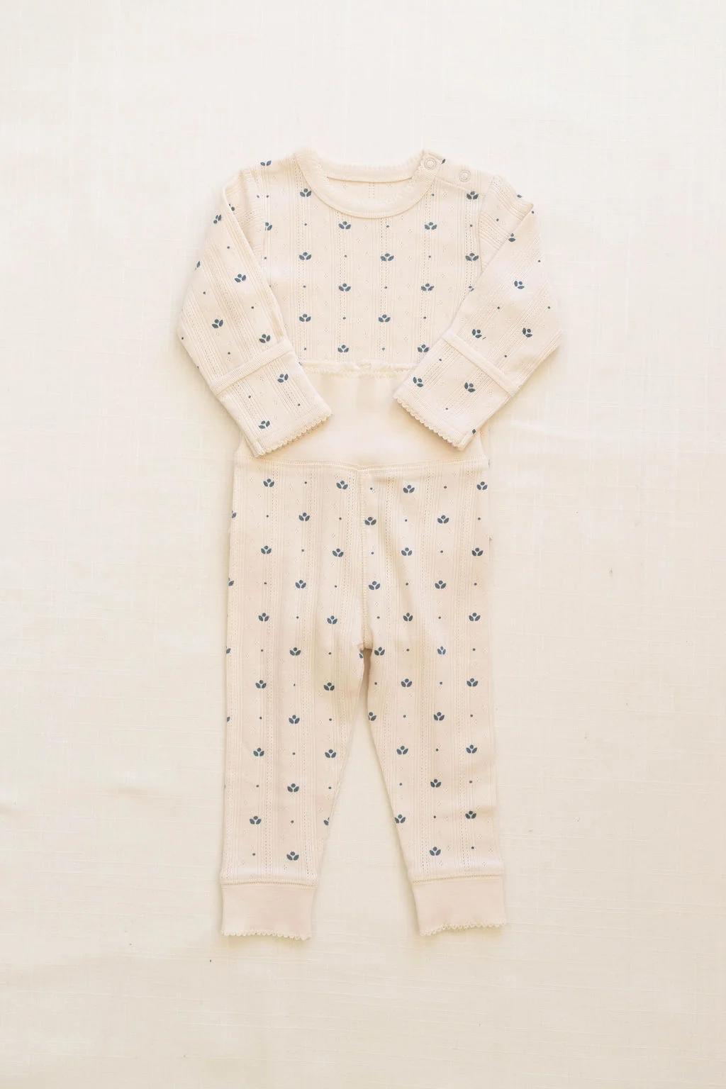 onesie + pant set - pointelle - bluebelle