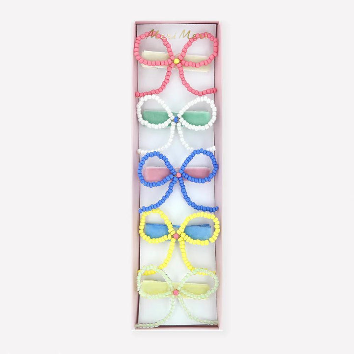 Beaded Bow Hair Clips