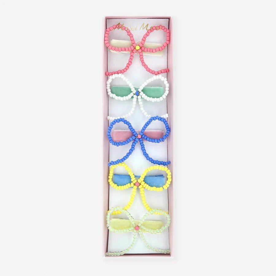 Beaded Bow Hair Clips