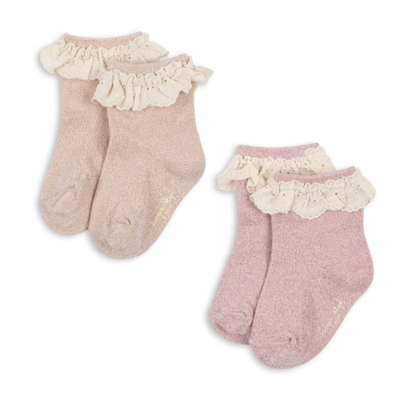 2 Pack Glitter Frill Socks