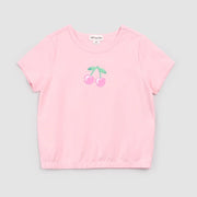 Cherries on Pink Ruched T-Shirt