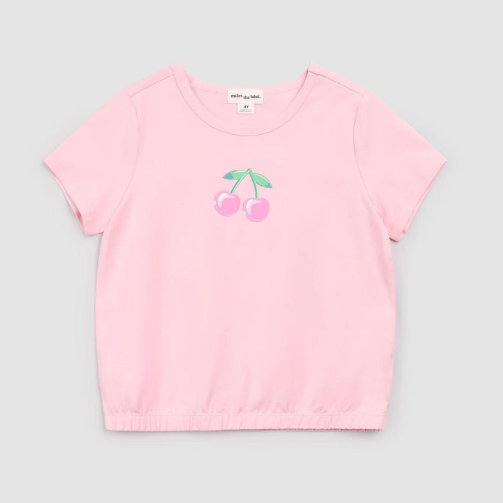 Cherries on Pink Ruched T-Shirt