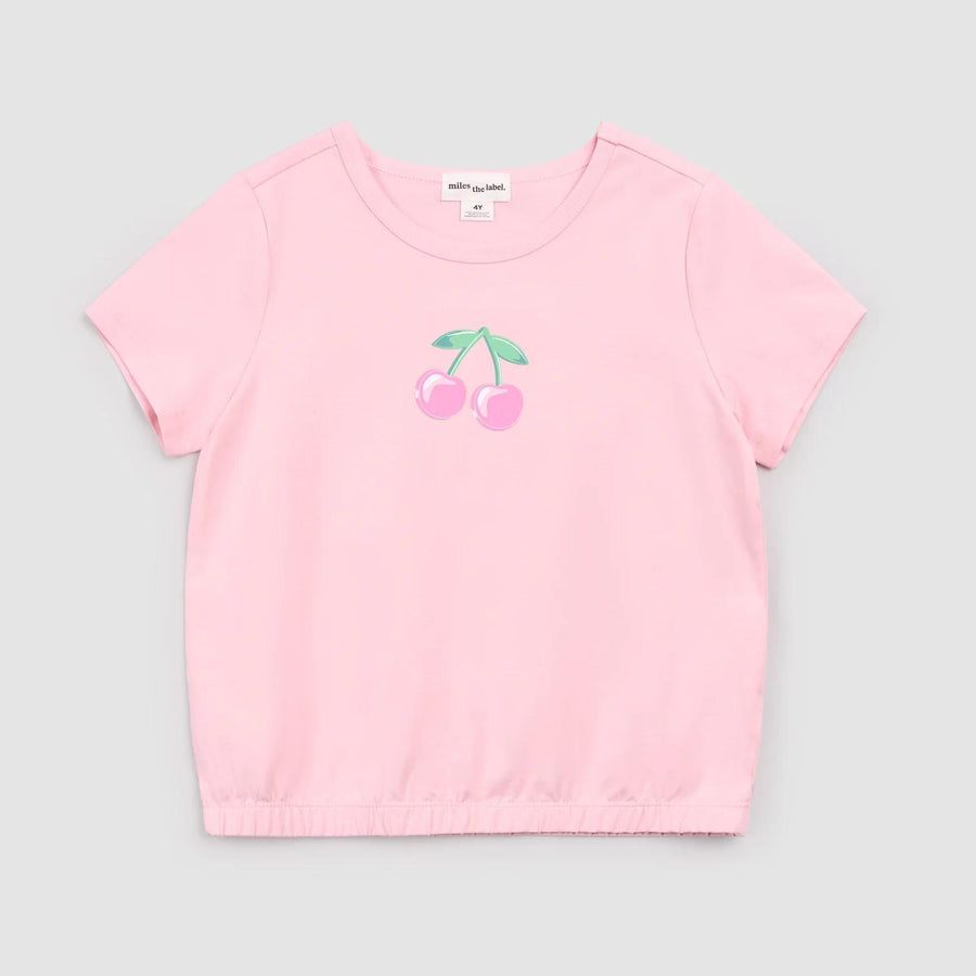 Cherries on Pink Ruched T-Shirt