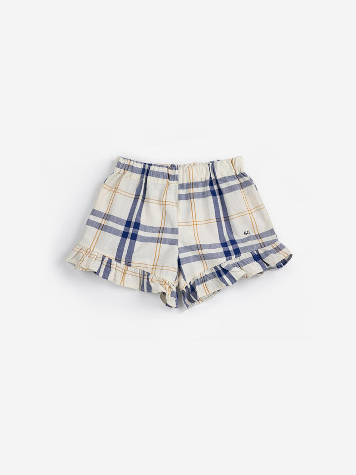 Fun Tartan Ruffled Woven Shorts