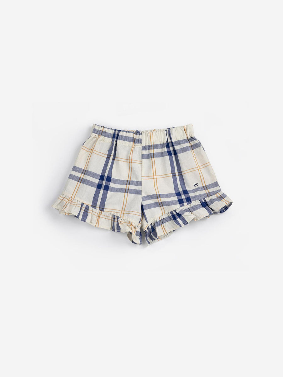 Fun Tartan Ruffled Woven Shorts