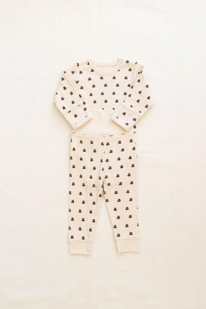 onesie + pant set - pointelle - teddy
