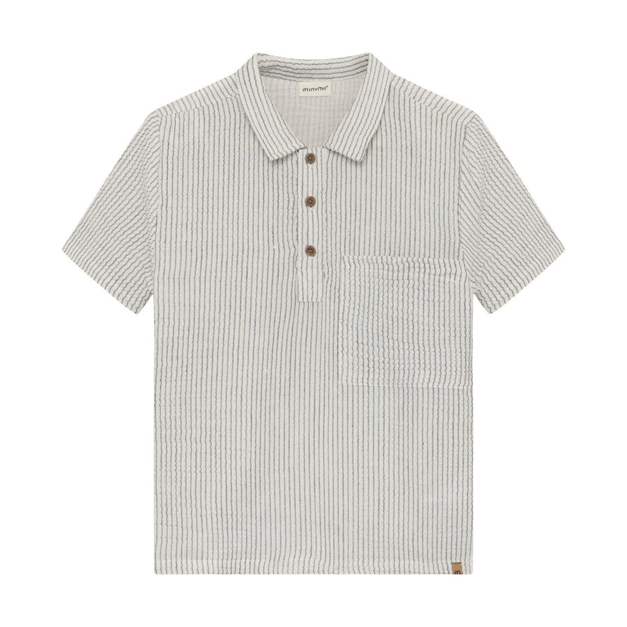 Textured Stripe Polo Shirt with Pocket
