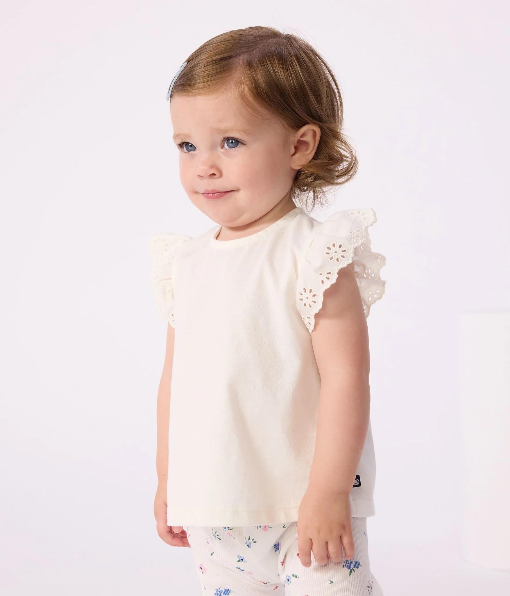 Baby Girl SS Tee with Ruffle Sleeves