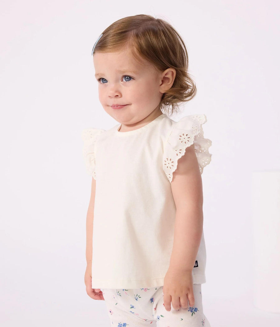 Baby Girl SS Tee with Ruffle Sleeves