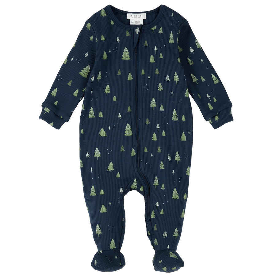 Footed Sleeper - Navy Tree