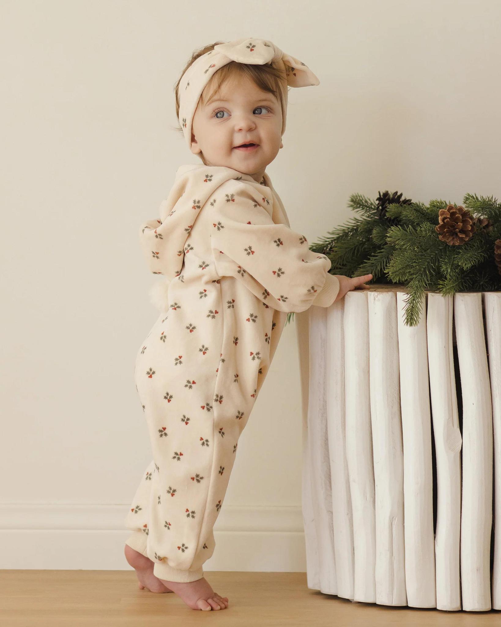 Velour Zip Jumpsuit - Holly Berry