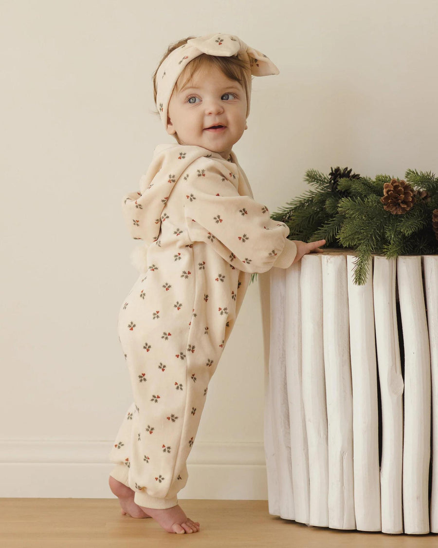 Velour Zip Jumpsuit - Holly Berry