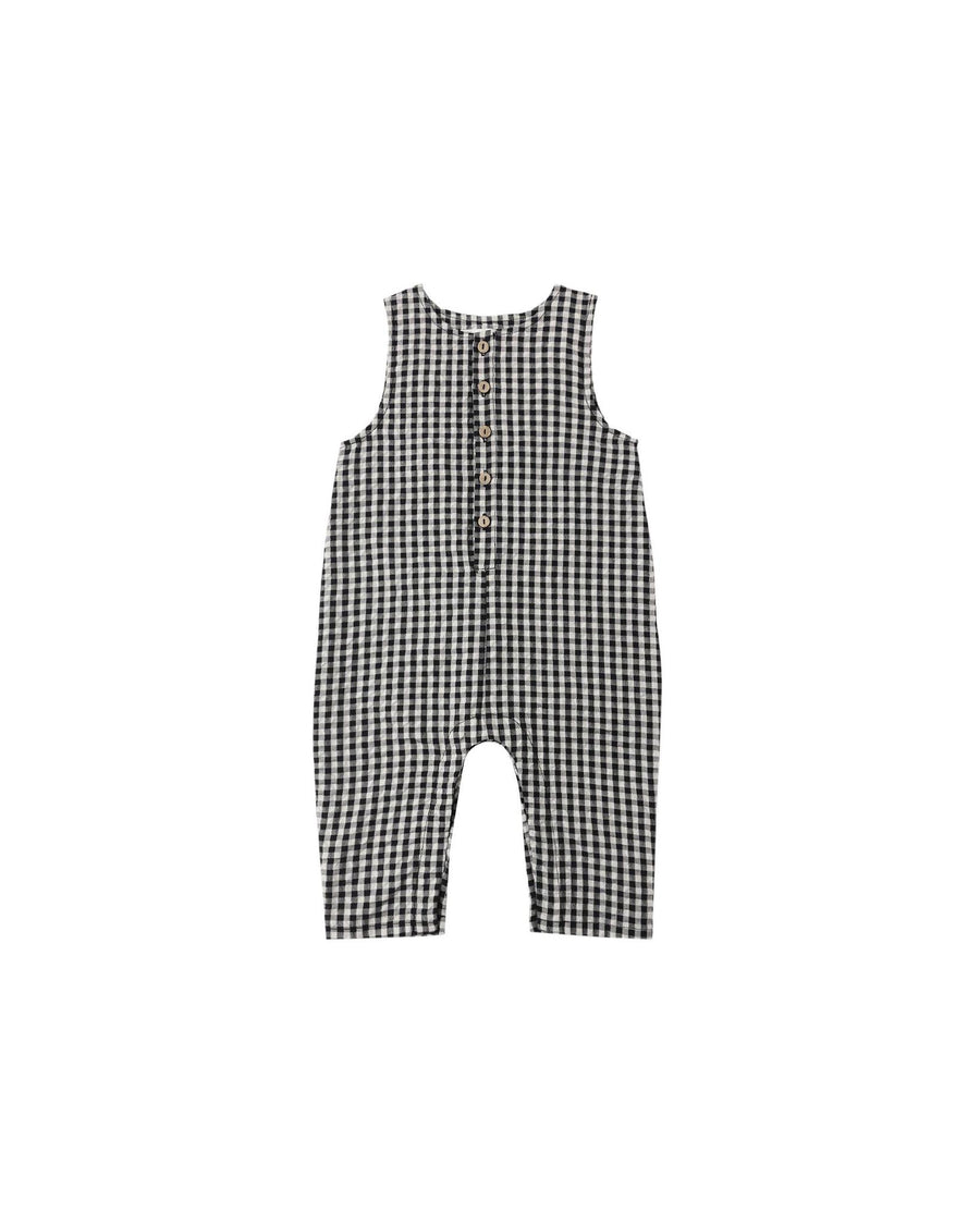 Button Jumpsuit - Black Check